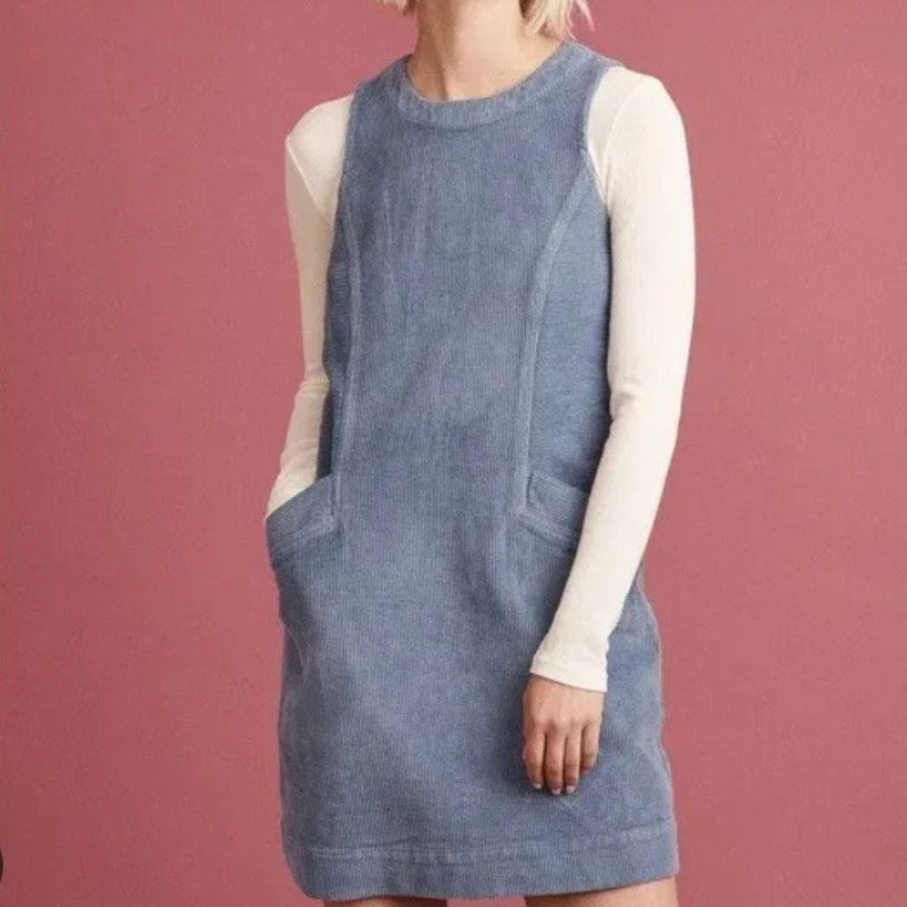 Marine Layer Florence Blue Corduroy Shift Dress